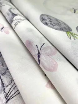 Наволочка комплект 2шт поплин Сказка "Кролики" 40х40 см на молнии