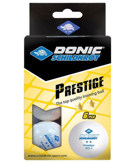 Мяч для настольного тенниса 2* Prestige, белый 6 шт.
