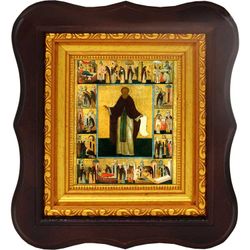 Сергий Радонежский в житии. Икона на холсте.