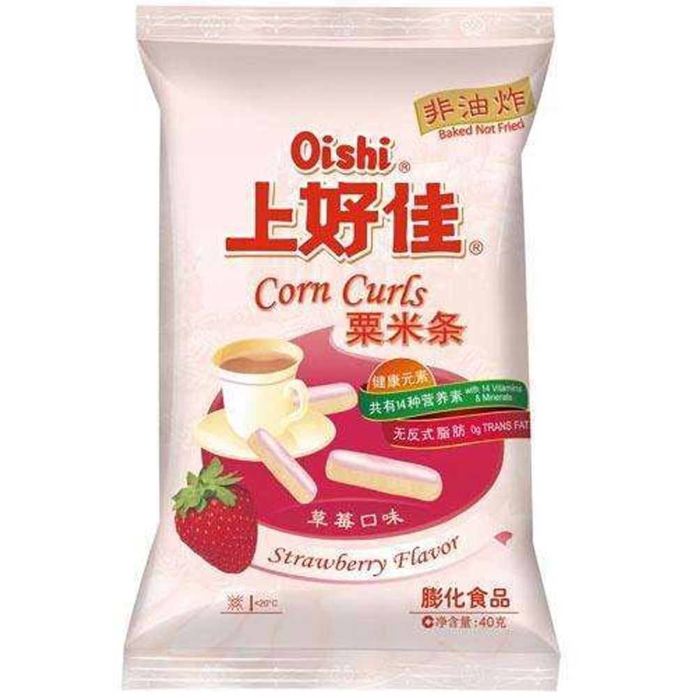 Кукурузные палочки со вкусом клубники Shanghaojia 40г