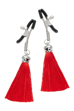 Зажимы на соски «Прищепки» с красными кисточками из шелка (Цвет: красный)
