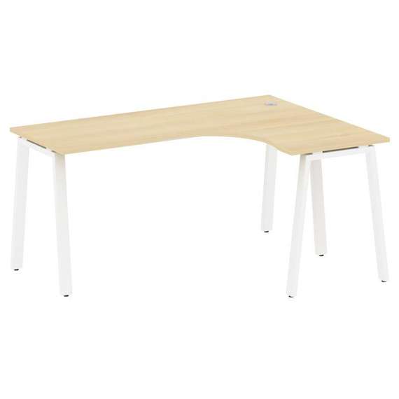 Metal System Стол криволинейный правый на А-образном м/к БА.СА-4 (R) Акация Лорка/Металл Белый 1600*