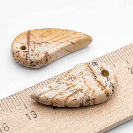 Подвеска Крыло, "яшма пейзажная", размер 30*16 мм, цена за 1 шт