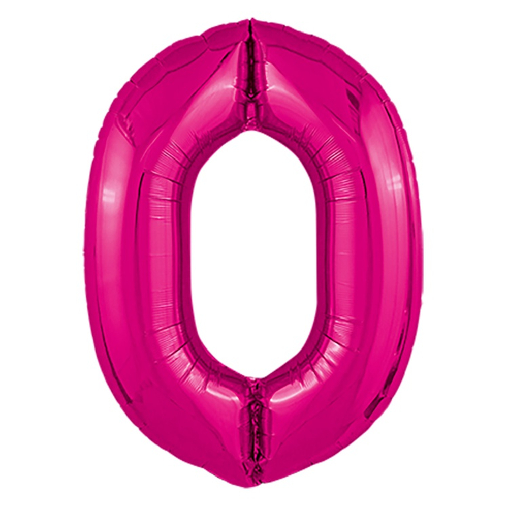 Шар фольгированный Цифра 0 101 см (Фуксия)