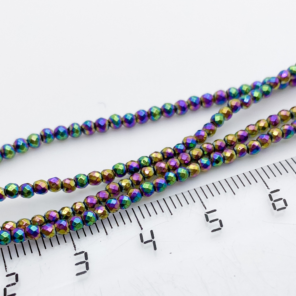 Гематит граненый (имитация), цвет микс, размер около 2 мм, цена за нить 39 см