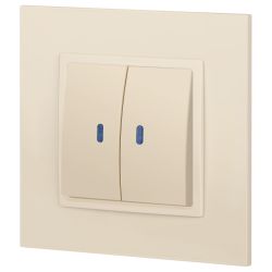 Выключатель ЭРА Elegance 14-1105-02 двойной с подсветкой 10АХ-250В IP20 слоновая кость