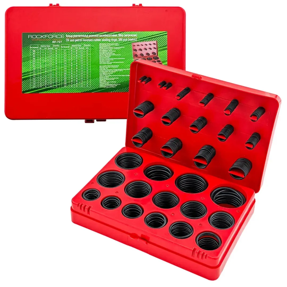 Кольца уплотнительные резиновые маслобензостойкие, 386пр. (метрические) RockForce##Rock FORCE RF-727