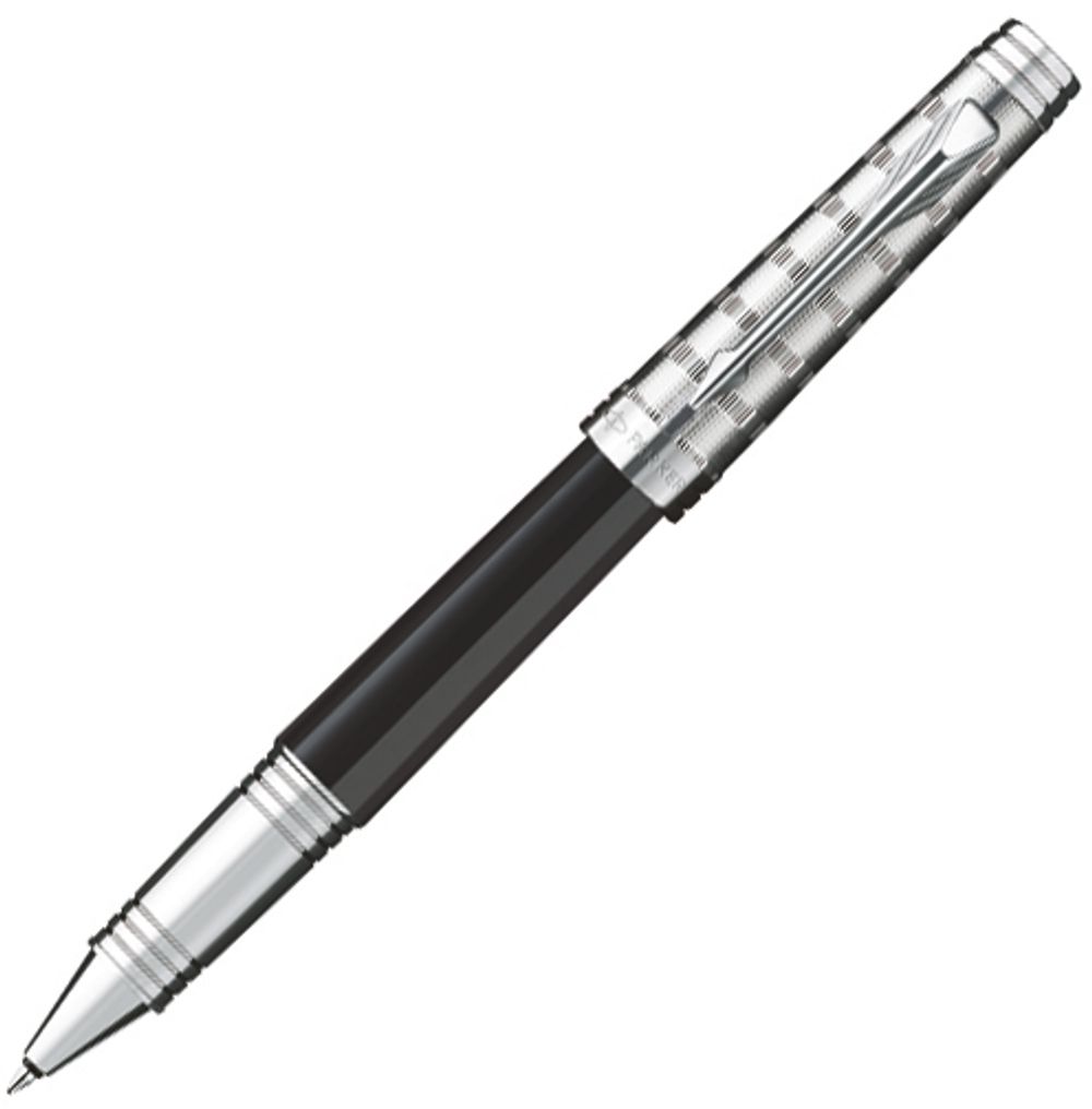 Роллерная ручка Parker Premier, цвет - черный/серебро