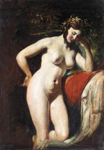 Уильям Этти. Этюд обнаженной - Созерцание (Study Of A Female Nude - Contemplation). 47 х 29. Бумага на холсте, масло. Частное собрание.