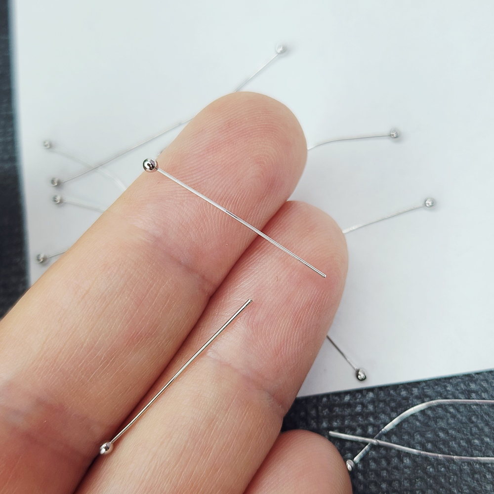 Пины родий, 25×0.4мм, мягкие, хороши для скрутки, цена за набор 10 шт