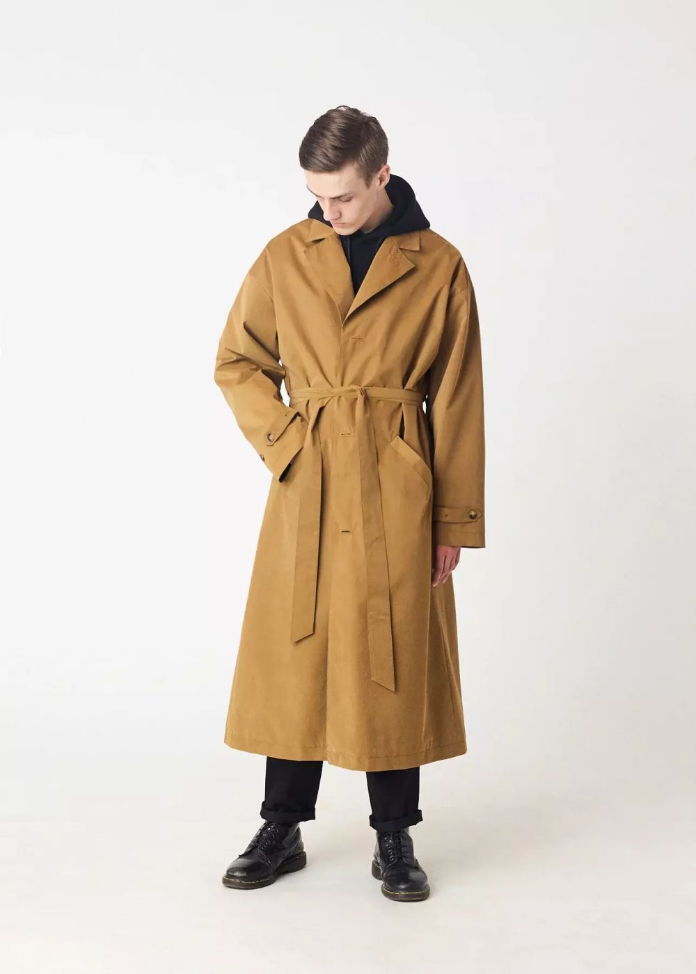 Плащ FOS Мужской Длинный Песочный