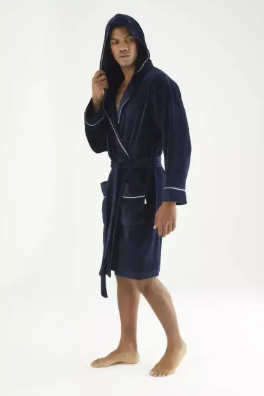 Халат мужской велюровый 22197 синий Nusa Турция