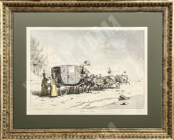 Аткинсон Д. А. (J. A. Atkinson; 1775–1830). Возок на полозьях. Гравюра с подрисовкой акварелью. 1803