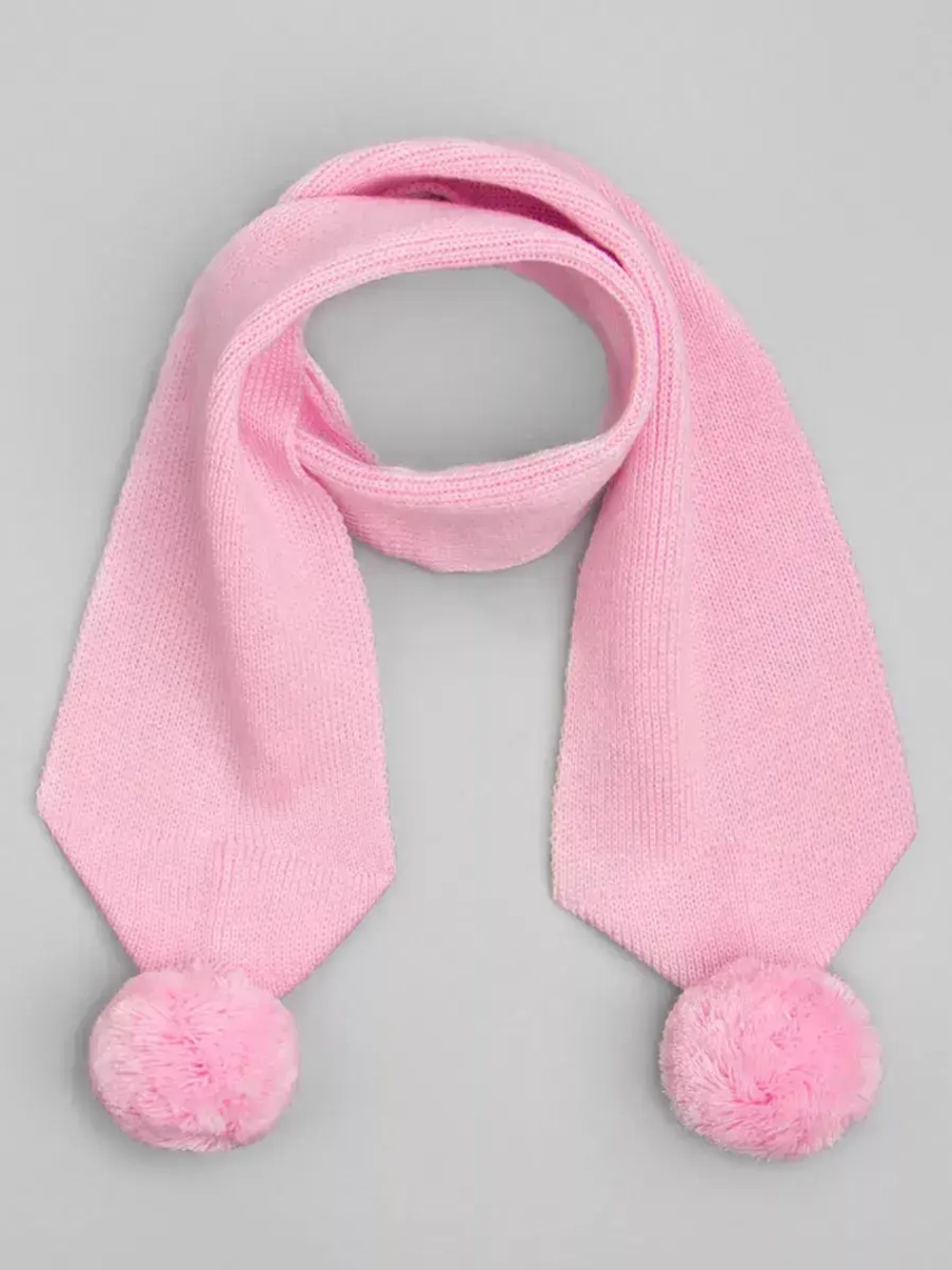 Шарф зимний вязаный с бубонами для девочки