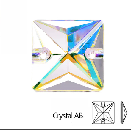 Стразы пришивные, Square, Crystal AB, 001AB, 16mm, (72 ea/pkg), 5A+, (F2)