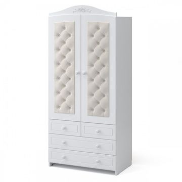 Шкаф двухдверный Гандылян Тиффани декор пуговицы Белый