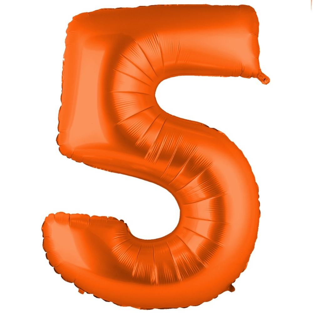 Шар фольгированный Цифра 5 101 см (Оранжевый)