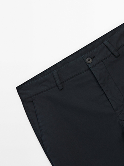 Massimo Dutti Зауженные брюки из твила, темно-синий