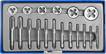 ЗУБР 18 предм., сталь 9ХС, набор метчиков и плашек в пластиковом боксе (28120-H18)