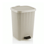 Мусорное ведро с педалью 12 лт ВЯЗАННЫЙ УЗОР крем