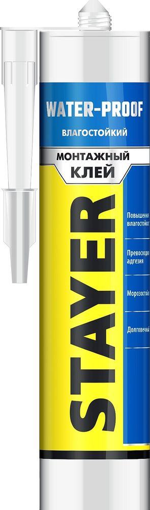 STAYER 280 мл, белый, влагостойкий монтажный клей, Professional (41325)