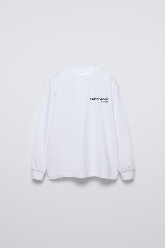 ZARA ЛОНГСЛИВ С НАДПИСЬЮ, ЭКРЮ