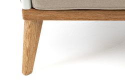 "Касабланка" кресло плетеное из роупа, основание дуб, каркас алюминий светло-серый (RAL7035) муар, роуп серо-коричневый 23мм, ткань бежевая 15052