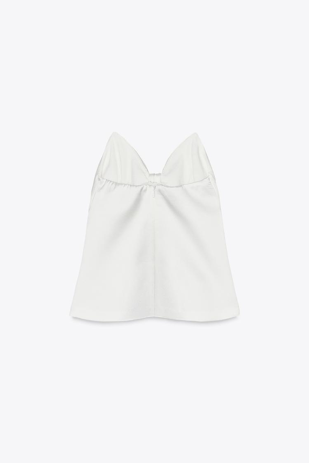 ZARA ТОП С БАНТОМ И САТИНИРОВАННОЙ ОТДЕЛКОЙ, БЕЛЫЙ