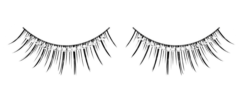 Чёрные накладные ресницы с серебристыми стразами (Цвет: черный)