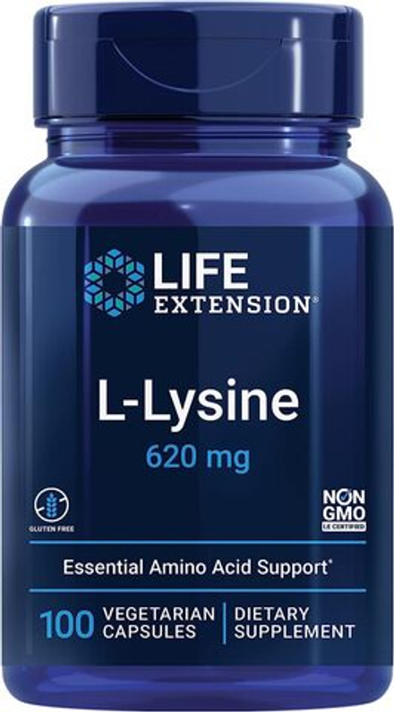 Life Extension, L-лизин 620 мг, L-Lysine 620 mg, 100 вегетарианских капсул