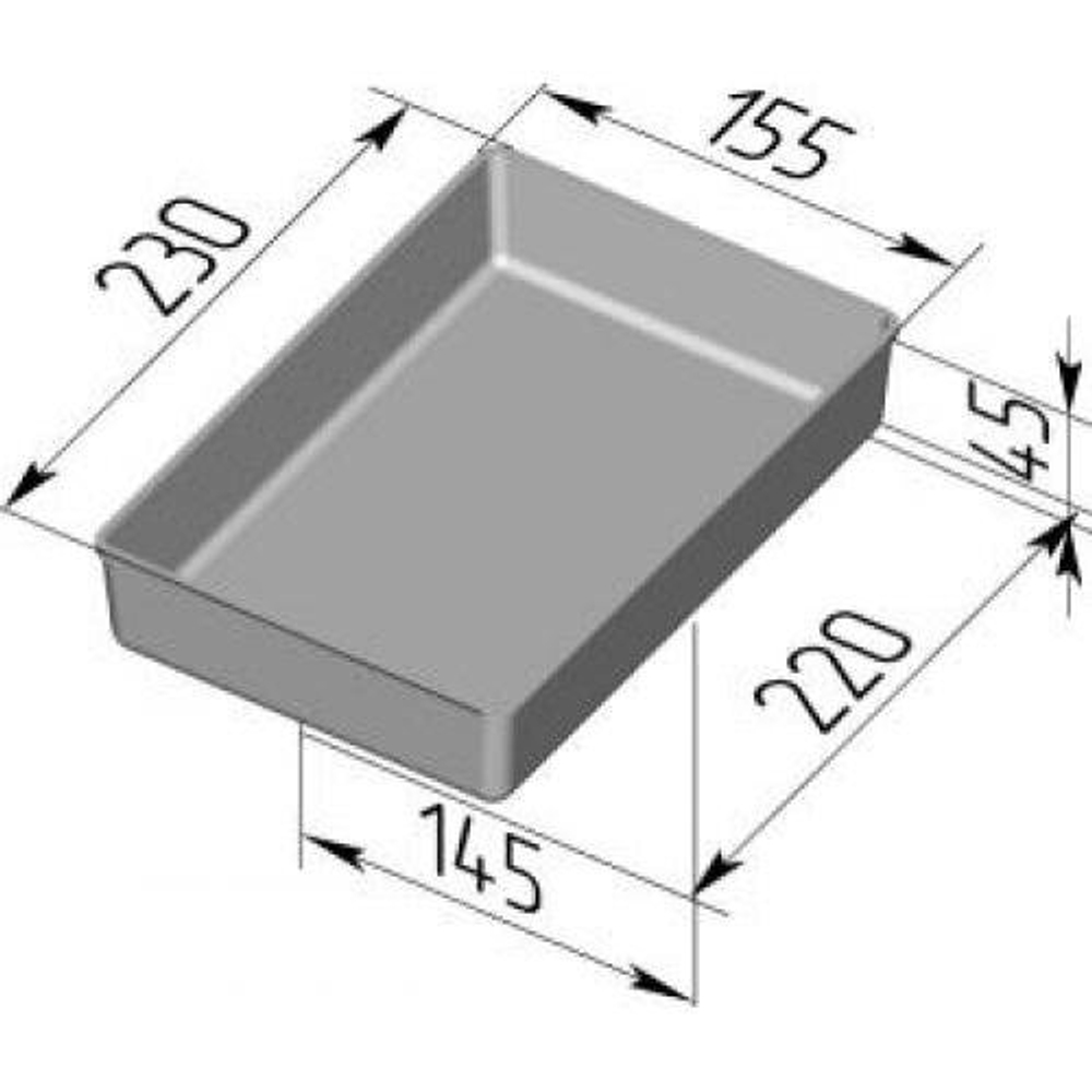 Форма для выпечки хлеба прямоугольная 230х155х45 мм