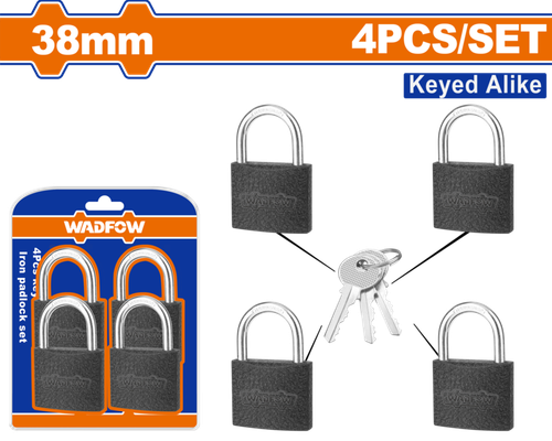 Набор замков навесных 38 мм 4 шт (6/36) WADFOW WPD5444