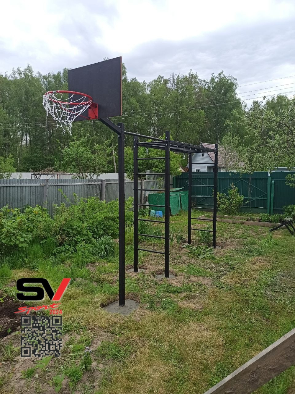 Монтаж уличной шведской стенки Sv Sport Рукоход (5 вертикальных столбов)