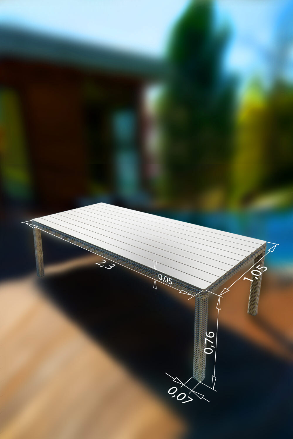 Обеденный стол  из искусственного ротанга ВЕНЕЦИЯ 230 (серый)