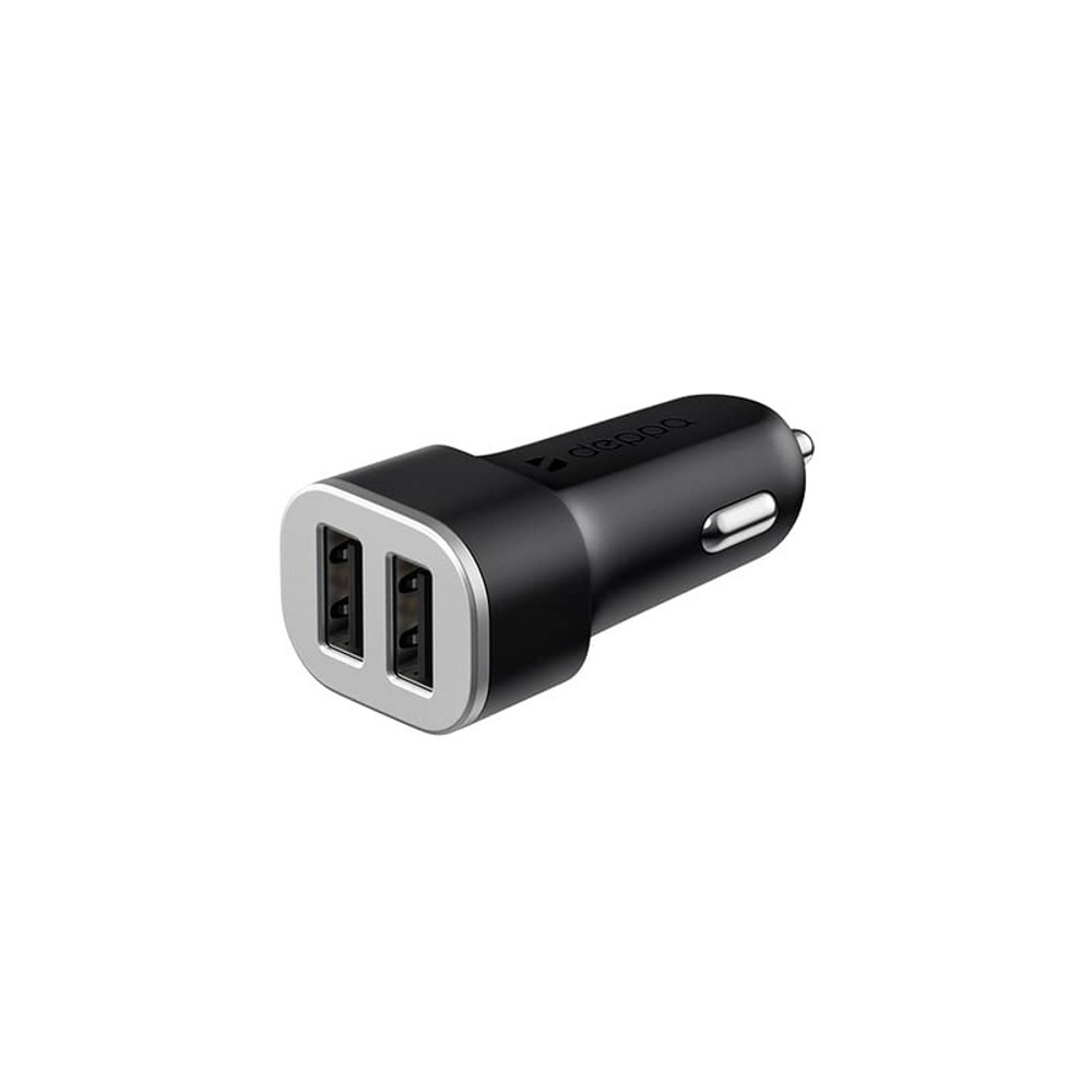 Разделитель автомобильный Deppa Car charger 2.4A D-11282 12/24V (2USB: 5V/2.4A) Черный