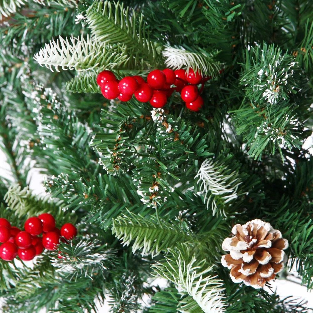 Ёлка «Маскарад» 150 см, ПВХ+резина с шишками, ягодами и снегом (447 веток)