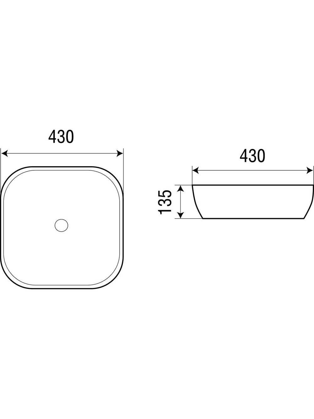 Раковина подвесная WeltWasser WW ELBACH 2198 430х430х135