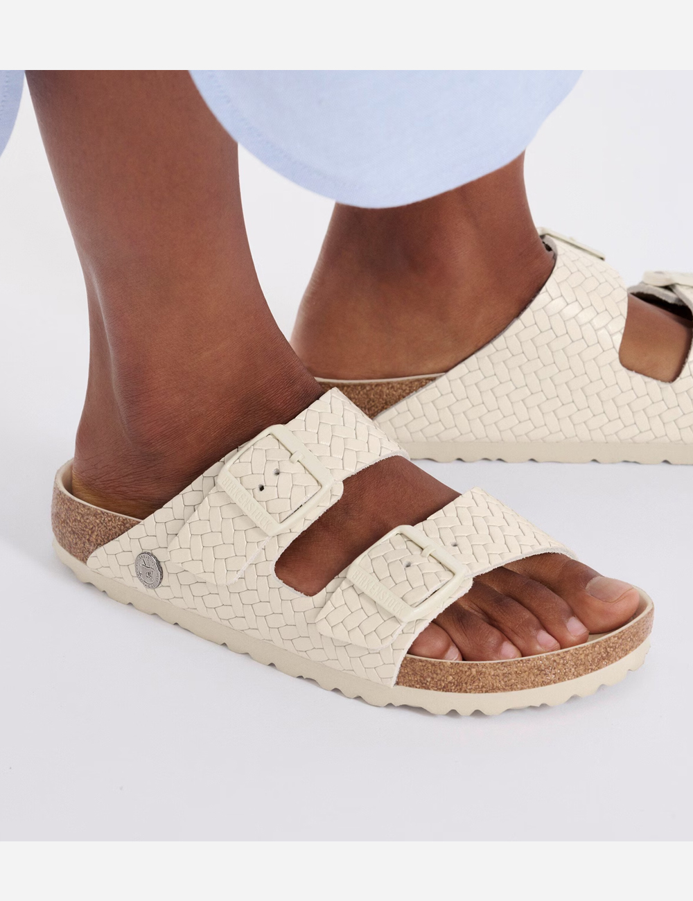 Birkenstock Arizona Rivet Woven Emboss Ecru Sandals "White"