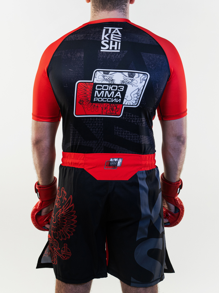 Рашгард с коротким рукавом TFG Союз ММА России (Lite) ( черный-красный)