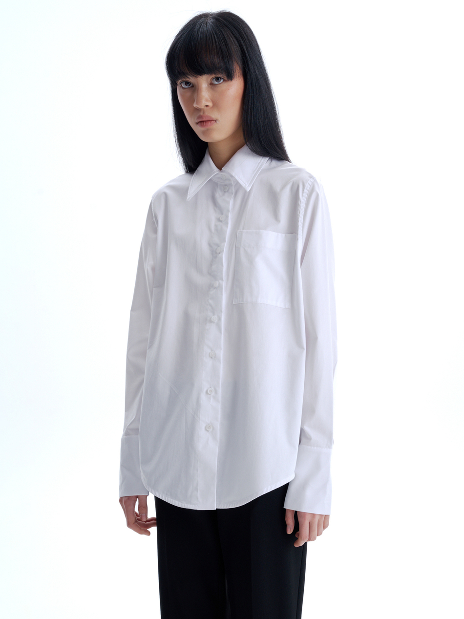 Рубашка с широкими манжетами белая Рубашка с широкими манжетами белая