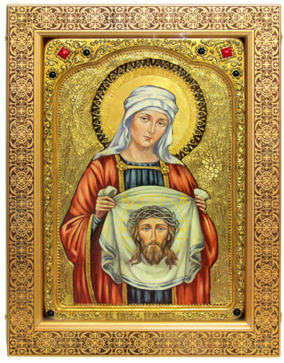 Живописная икона "Святая Праведная Вероника Кровоточивая" 42х29см на кипарисе в резном киоте