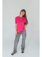 Футболка фуксия повседневная базовая оверсайз