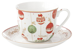 Чайная пара 370мл Easy Life Christmas Eve Новогодние шары белая