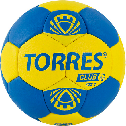 СЦ*Мяч гандбольный TORRES Club, H32143, р.3, ПУ, 5 подкл. слоев, руч. сшивка, желто-синий