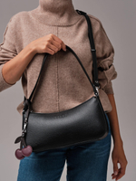 Кожаная сумка багет кросс-боди черный