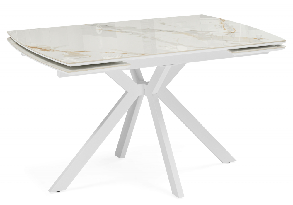 Керамический стол Woodville Катчел-2 120(180)x80 calacatta gold, белый