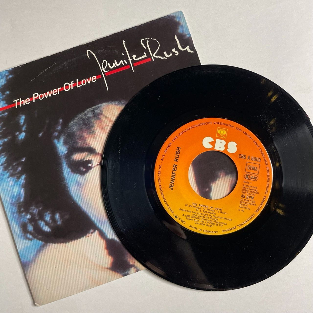 Винтажная виниловая пластинка LP Jennifer Rush The Power Of Love (Orchestral Remix) (Germany 1984) 7 дюймов, 45 RPM, Single