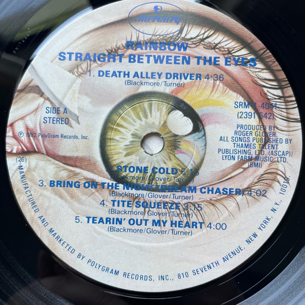 Винтажная виниловая пластинка LP Rainbow Straight Between The Eyes (США 1982)