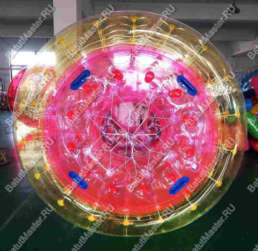 Аттракцион Водный роллер (Гидророллер) "Розово-оранжевый" ПВХ 2,2*2*2