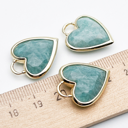 Подвеска Сердце, амазонит, цвет золото, размер 23*20 мм, цена за 1 шт